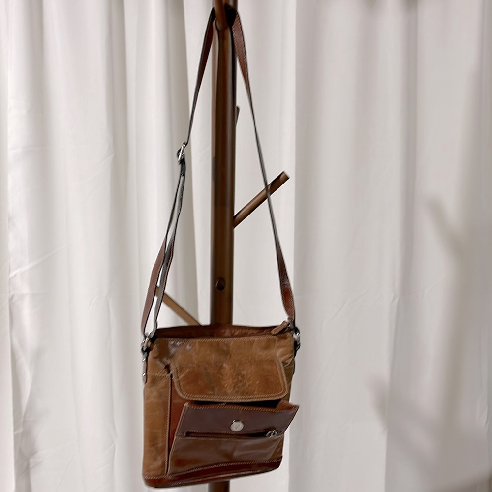 Gianibernini brown leather crossbody bag
